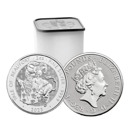 Tuba 10 x strieborná minca 2 Oz The Royal Tudor Beasts Yale of Beaufort 2023