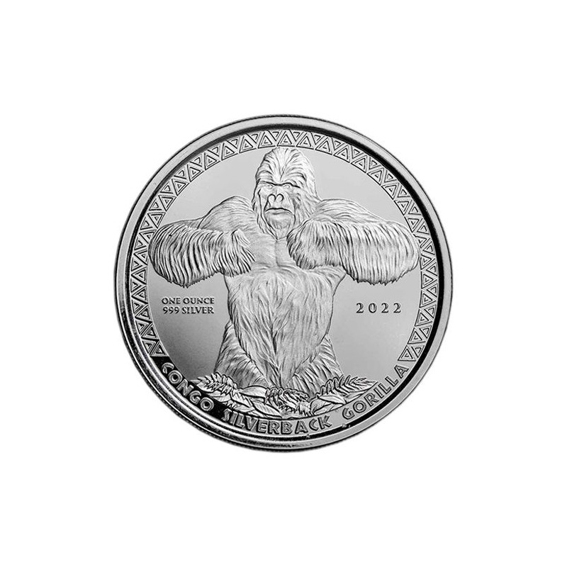 Strieborná minca 1 Oz Congo Silverback Gorilla 2022