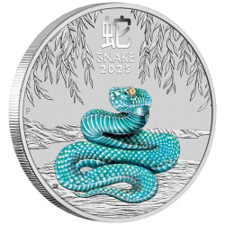 Strieborná minca 1/2 Oz Lunar Series III Rok of Snake 2025 Kolorovaná