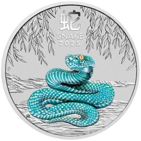 Strieborná minca 1/2 Oz Lunar Series III Rok of Snake 2025 Kolorovaná