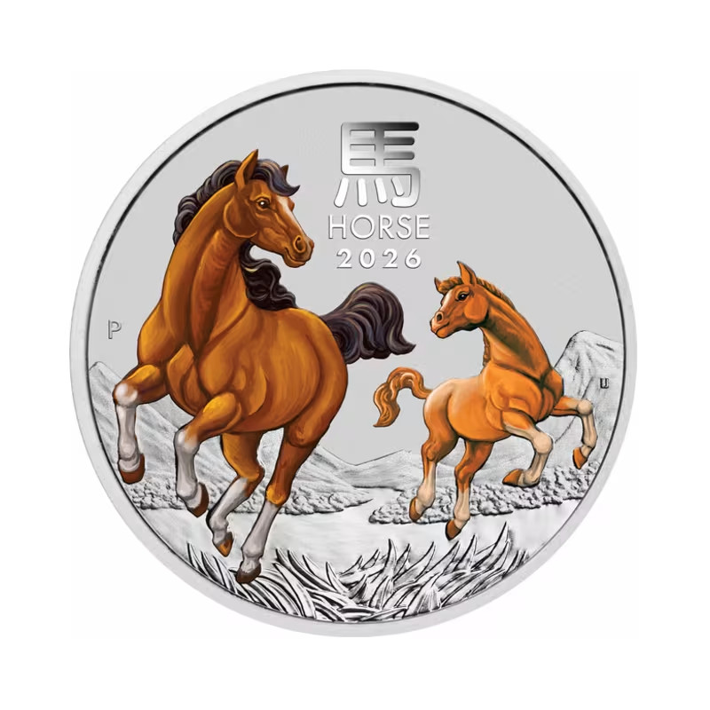 Strieborná minca 1/2 Oz Lunar Series III Year of the Horse 2026 Kolorované