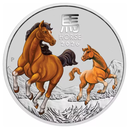 Strieborná minca 2 Oz Lunar Series III Year of the Horse 2026 Kolorované