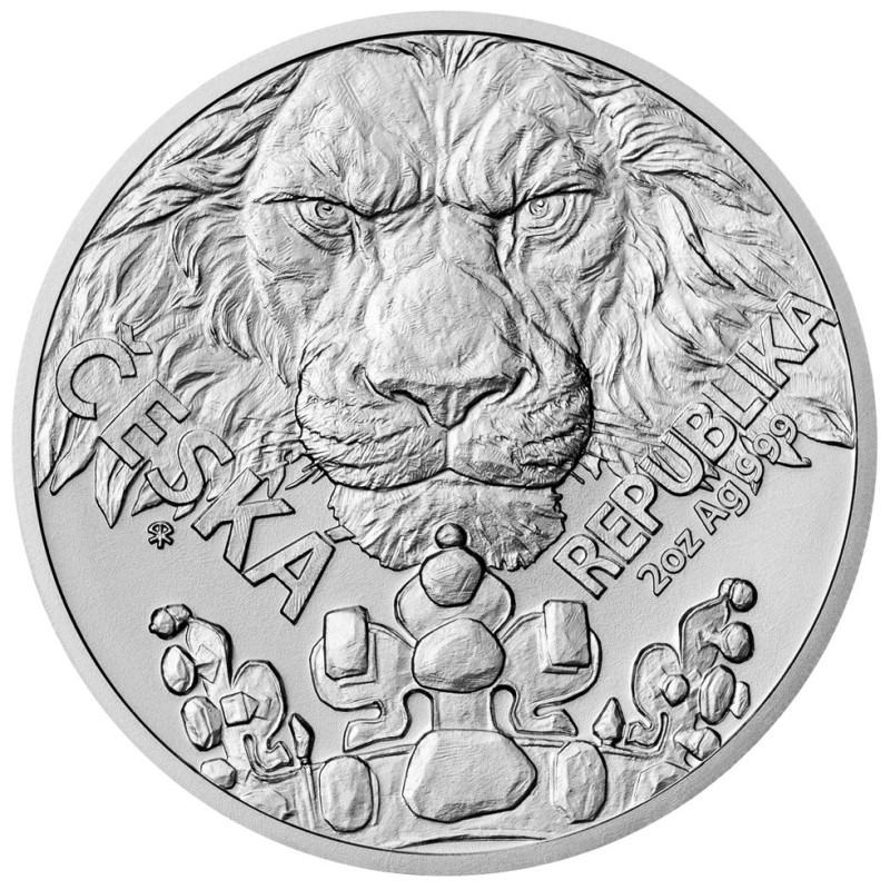 Strieborná minca 2 Oz Český Lev 2023
