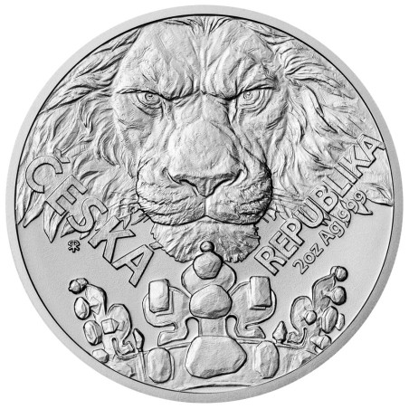 Strieborná minca 2 Oz Český Lev 2023