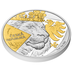 Strieborná minca 1 Oz Český Lev 2024 Pozlátené