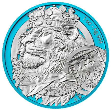 Strieborná minca 1 Oz Český lev 2025 space blue