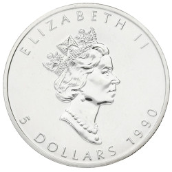 Strieborná minca Maple Leaf 1990