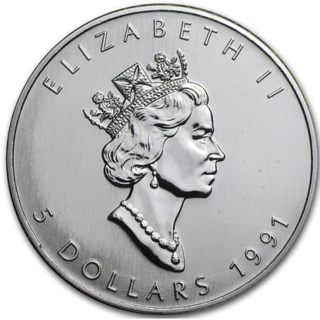Strieborná minca Maple Leaf 1991
