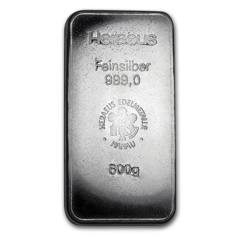 Strieborná tehlička 500 g Heraeus razený