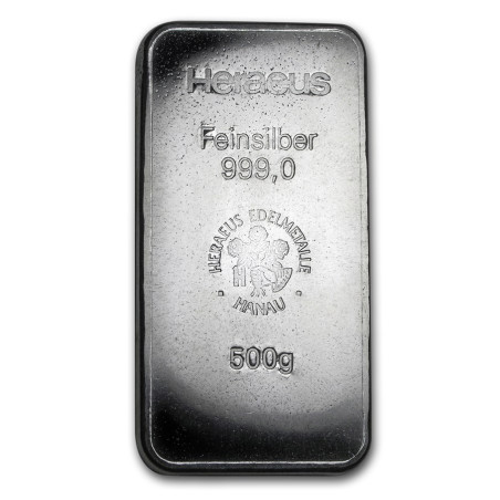 Strieborná tehlička 500 g Heraeus razený