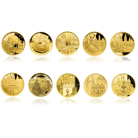 Sada zlatých mincí 10 x 1/2 Oz 5000 Kč Mestská pamiatková rezervácia ČNB Proof