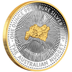 Strieborná minca 1 Oz 40. Anniversary of the Australian Nugget 2026 Proof + Pozlátené