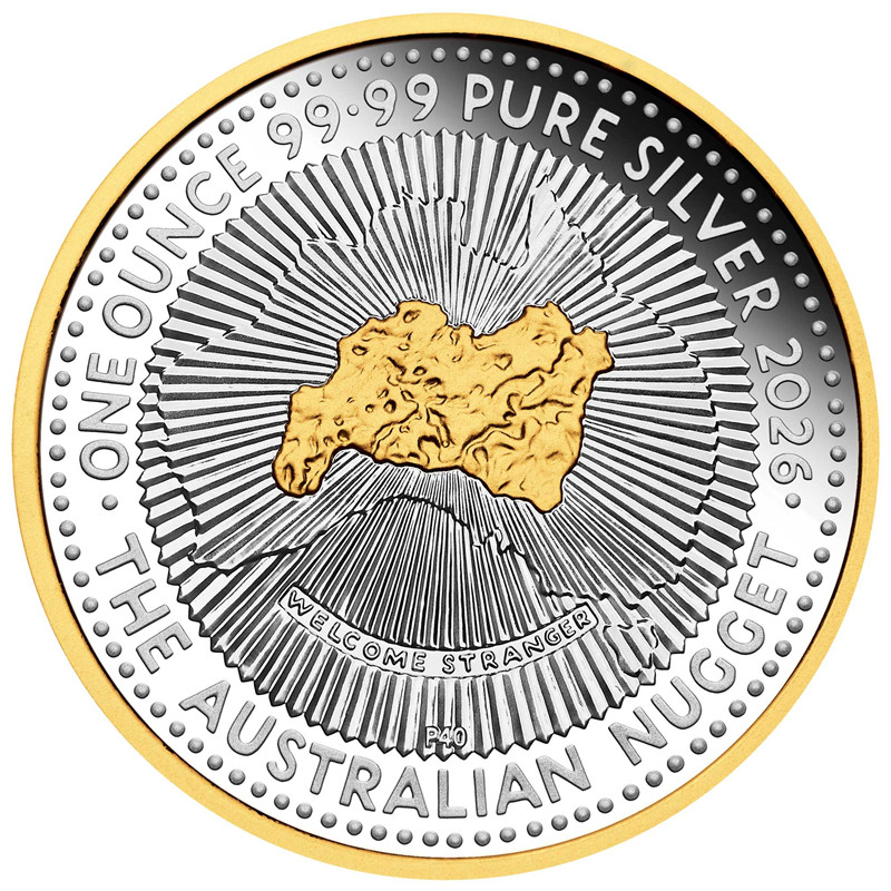 Strieborná minca 1 Oz 40. Anniversary of the Australian Nugget 2026 Proof + Pozlátené