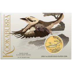 Strieborná minca 1 Oz Kookaburra 2026 Pozlátená (v karte)