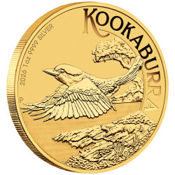 Strieborná minca 1 Oz Kookaburra 2026 Pozlátená (v karte)