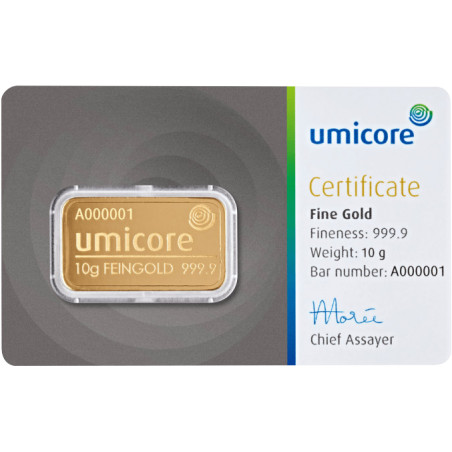 Zlatá tehlička 10 g Umicore
