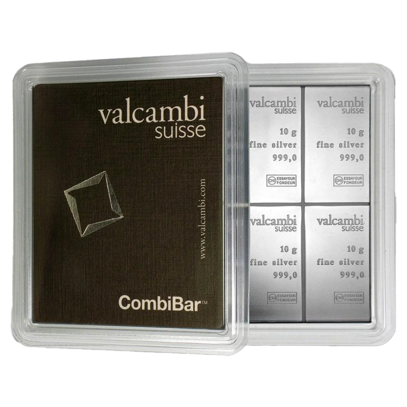 Strieborný zliatok 10 x 10 g Combibar Valcambi Suisse