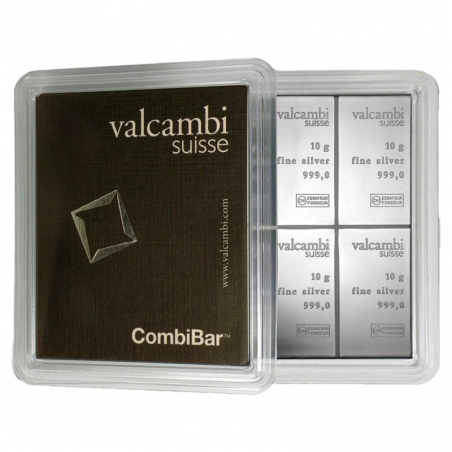 Strieborný zliatok 10 x 10 g Combibar Valcambi Suisse