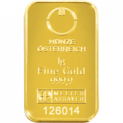 Zlatá tehlička 1 g Münze Österreich Kinebar