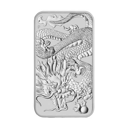 Strieborná minca v tvare zliatku 1 Oz Dragon Rectangle 2022