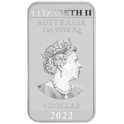 Strieborná minca v tvare zliatku 1 Oz Rectangular Dragon 2022