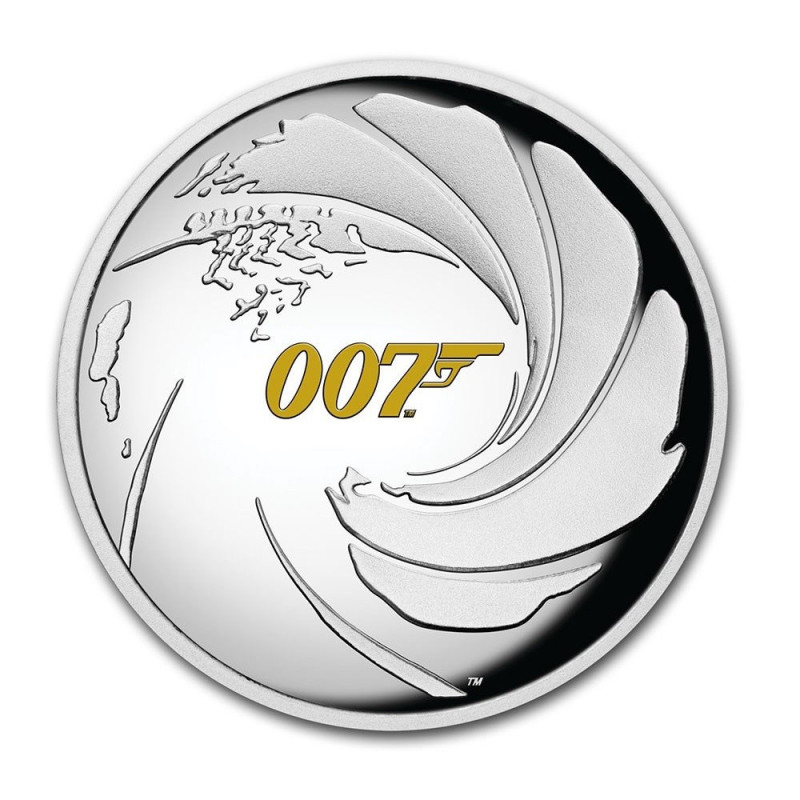 Strieborná minca 1 Oz James Bond 007 (2021) Zlaceno
