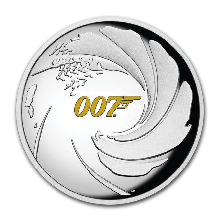 Strieborná minca 1 Oz James Bond 007 (2021) Zlaceno