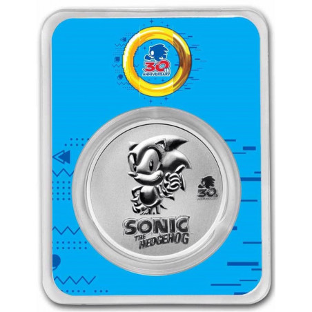 Strieborná minca 1 Oz Sonic the Hedgehog 30. výročie s plastovým obalom