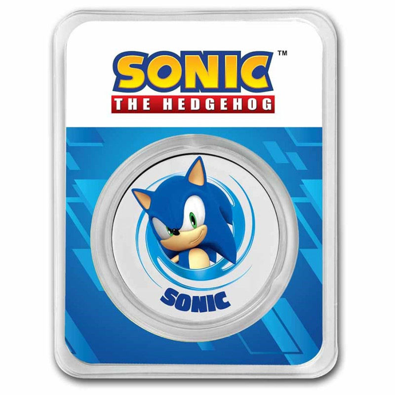 Strieborná minca 1 Oz Sonic the Hedgehog Kolorované