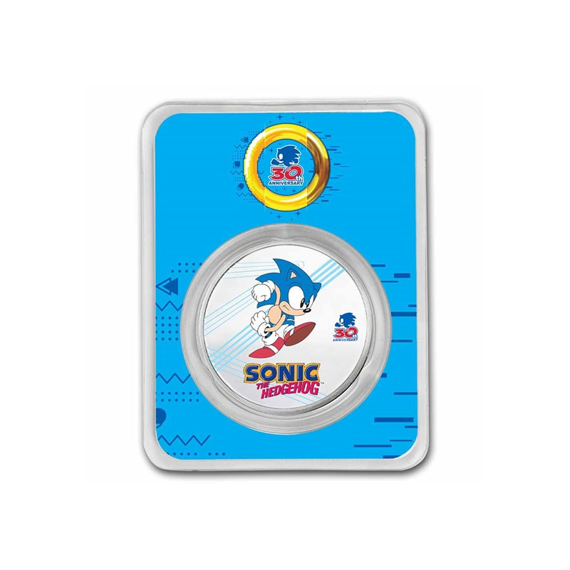 Strieborná minca 1 Oz Sonic the Hedgehog 30. výročie Kolorované