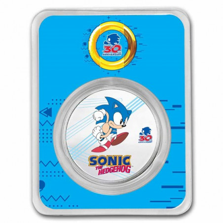 Strieborná minca 1 Oz Sonic the Hedgehog 30. výročie Kolorované