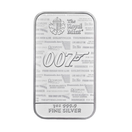 Strieborná tehlička 1 Oz James Bond 007 No Time To Die