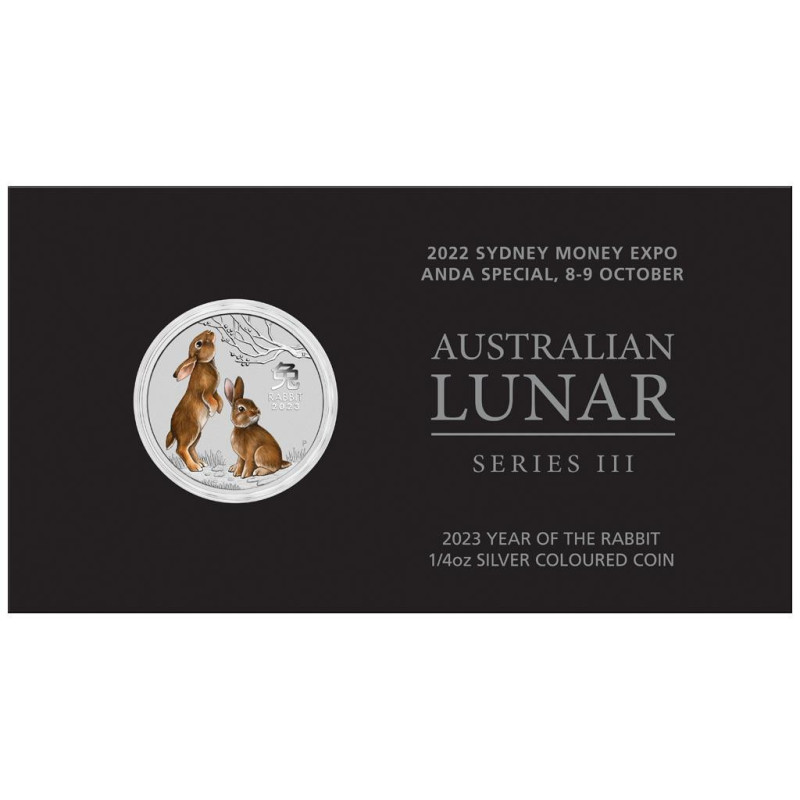 Strieborná minca 1/4 Oz Lunar Series III Year of the Rabbit 2023 Kolorované