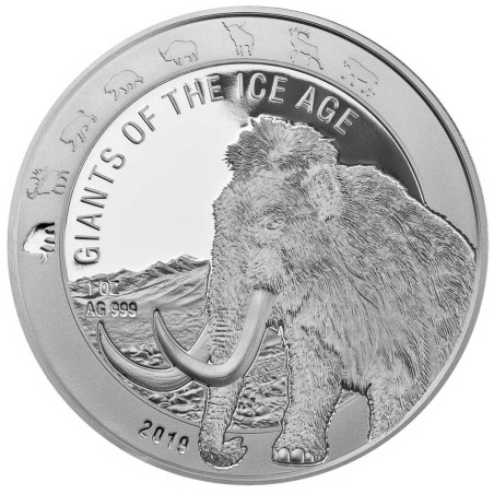 Strieborná minca 1 Oz Giants of the Ice Age Mamut 2019