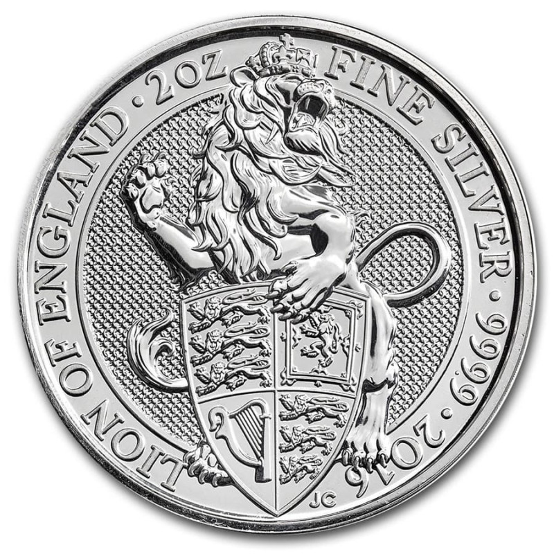 Strieborná minca 2 Oz The Queens Beasts Lion of England 2016