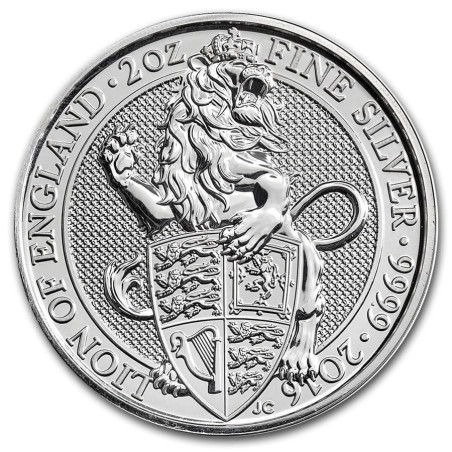 Strieborná minca 2 Oz The Queens Beasts Lion of England 2016