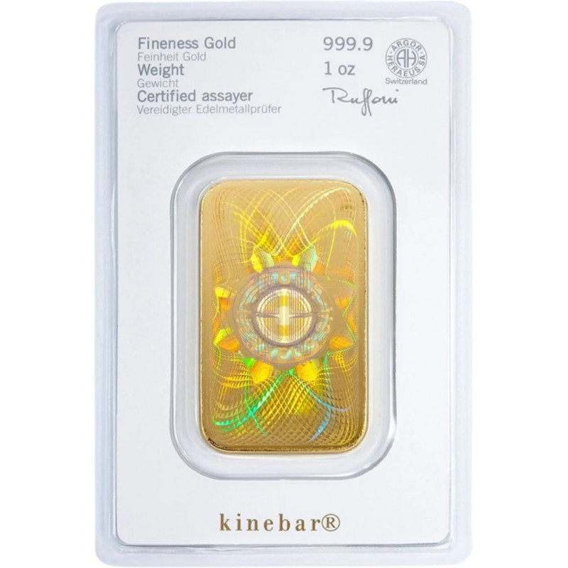 Zlatý zliatok 1 Oz Heraeus Kinebar