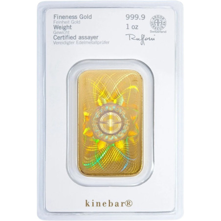 Zlatý zliatok 1 Oz Heraeus Kinebar
