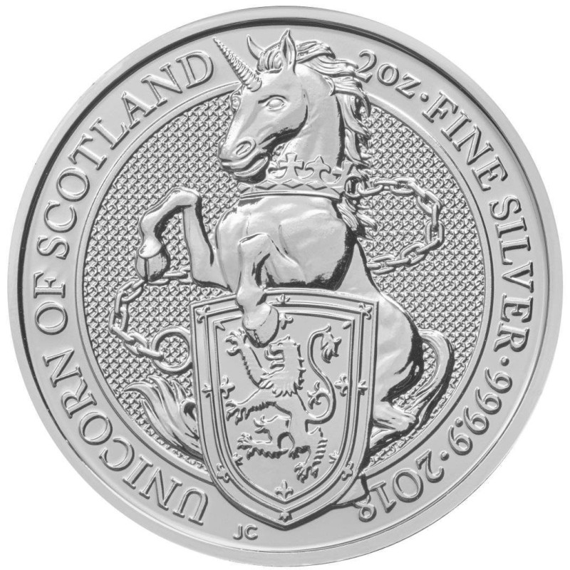 Strieborná minca 2 Oz The Queens Beasts Unicorn of Scotland 2018