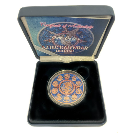 Strieborná minca 1 Oz Libertad Aztec Calendar 2022 Kolorované