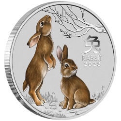 Strieborná minca 1 Oz Lunar Series III Year of the Rabbit 2023 Kolorované