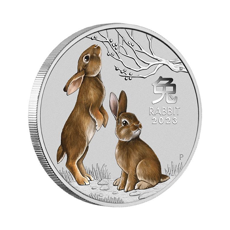 Strieborná minca 1 Oz Lunar Series III Year of the Rabbit 2023 Kolorované