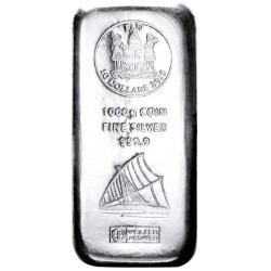 Strieborná minca v tvare...