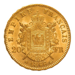Zlatá minca 20 Frank Francúzsko Napoleon III rôzne roky (1852-1870)