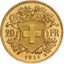 Zlatá minca 20 Frank Helvetia Vreneli rôzne roky (1883-1949)