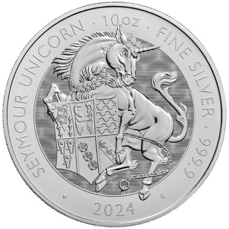 Strieborná minca 10 Oz The Royal Tudor Beasts Seymour Unicorn 2024