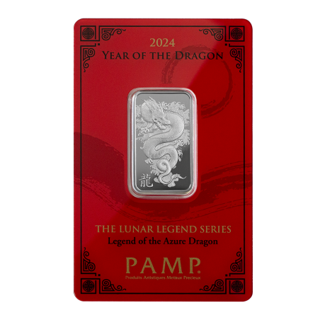 Strieborná tehlička 10 g PAMP Lunar Series III Year of the Dragon 2024