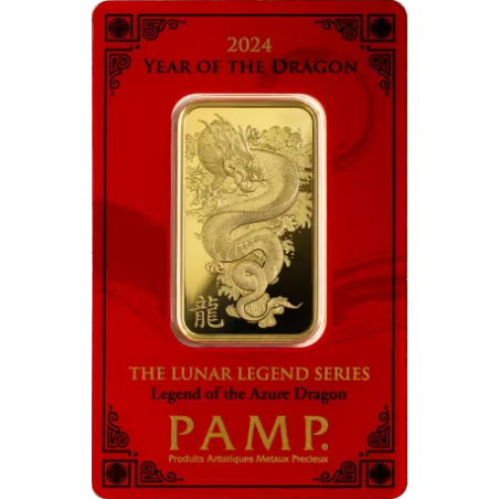 Zlatá tehlička 1 Oz PAMP Lunar series III Year of the Dragon 2024