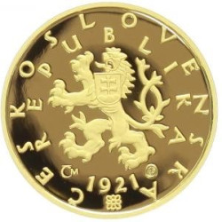 Zlatá medaila 1/4 Oz Replika mince 50 halierov z roku 1921 2006 Proof