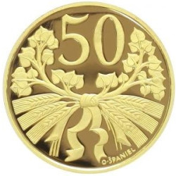 Zlatá medaila 1/4 Oz Replika mince 50 halierov z roku 1921 2006 Proof